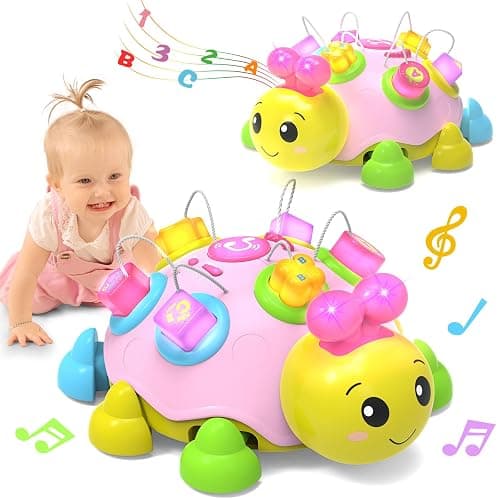 Baby Musical Ladybug Crawling Toys,Baby Toy 6-12 Months with Light-up Music, Early Educational Learning Montessori Toy, Infant Gift Toys for 7 8 9 10 11 Months 1-2 Years Old Newborn Girls (Pink) - Image 1