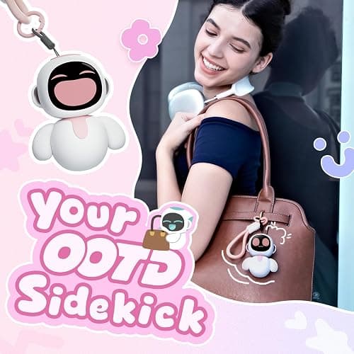 ENERGIZE LAB Eiliko Coral Pink - Your Tiny AI Charm Robot That Matches Every Daily Outfit, Fun Electronic Pendant Toys, for Couples and Best Friends. thumbnail 3