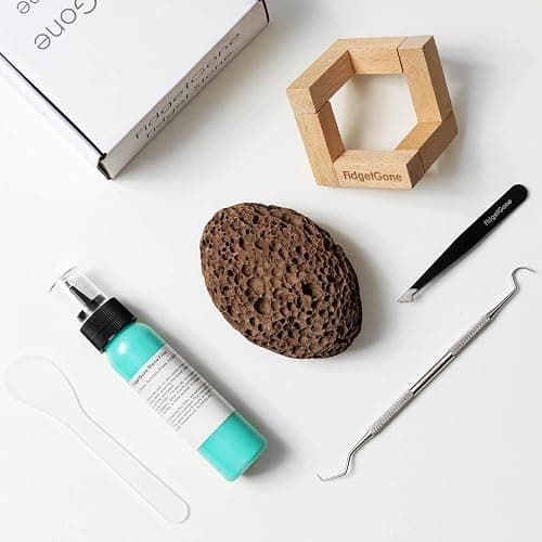 Pick Stone for Anxiety Relief, Pick Peel Calming Stone, Reduce Stress Fidget Picky Stone kit with Display Stand for Dermatillomania, ADHD, OCD thumbnail 2