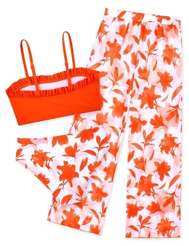 Vogseek 6-16T Girls 3 Pieces Bikini Bathing Suit with Rash Guard Pants Quick Dry Swimwear Cover-Up Sets thumbnail 4