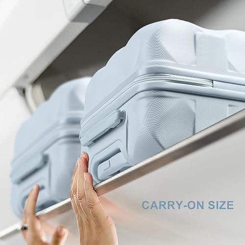 Somago Luggage Sets 20in Carry on Suitcase with TSA Lock YKK Zipper Spinner Wheels ABS Hardside Luggage 3 Piece Weekender Bags Travel Set, Light Blue thumbnail 7