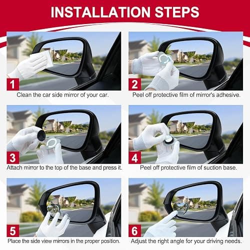 LivTee Blind Spot Mirrors, Heart Shaped HD Glass Frameless Convex Rear View Mirrors, Wide Angle Adjustable Stick for Side Mirror, Automotive Exterior Accessories for Car, SUV & Trucks, Pack of 2 thumbnail 4