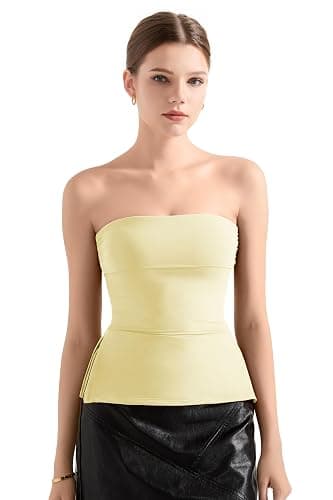 SUUKSESS Women Double Lined Going Out Trendy Tube Tops Side Split Sexy Tank Tops thumbnail 2