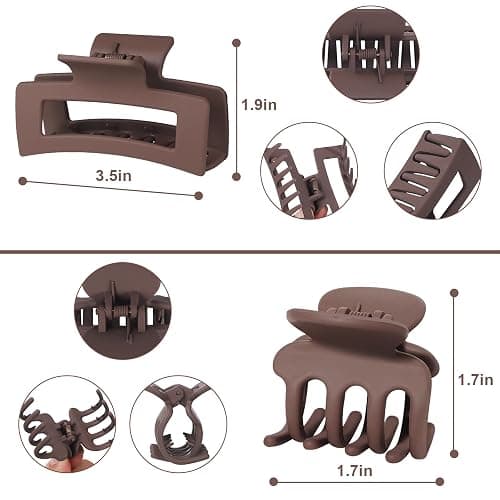 SMKSL Medium Hair Clips for Women 8 Pcs Small Claw Clips for Thin and Thick Hair 2 Styles Hair Claw Clips Combination Rectangle Banana Jaw Hair Accessories for Women and Girls (Brown) thumbnail 4