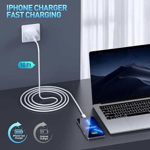 Fast Charger iPhone,iPhone Charger Fast Charging[Apple MFi Certified]3Pack Apple Charger USB C Wall Charging Block 10FT Long USB C to Lightning Cable Cord for iPhone14 Pro Max/13/12 Mini/11/XR/XS/X/SE thumbnail 2