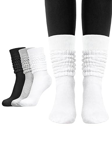 Witwot 3 Pairs Women's Slouch Socks Knit Knee High Tube Scrunch Sock Size 6-11 - Image 1