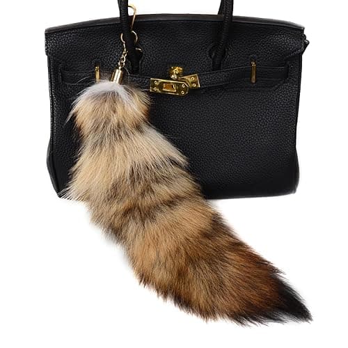 Fluffy Fur Wolf Tail Keychain Black Red Purple Fox Tail Key Chain Cosplay Toy Costume Keyring for Women thumbnail 2