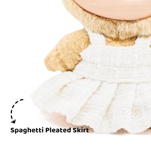 LYBHYQTII Clothes for 17cm Dolls, Premium Handmade Dolls Accessories with Chic Grid Bow Spaghetti-Strap Dress Set, High-End Fashion Outfit for Play & Display - White (No Doll) thumbnail 2