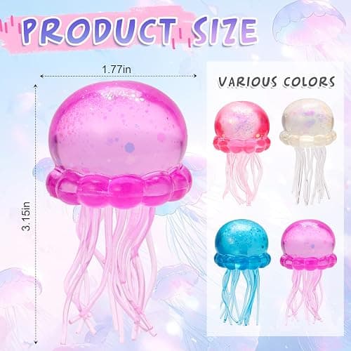 4Pack Jellyfish Squeeze Toy Set for Boys Girls Kids Children Adult Toddler, Slow Rising Sensory Fidget Toys, Ultra Soft Moldable Squishy Stress Relief, Party Favors for Office School Classroom thumbnail 2