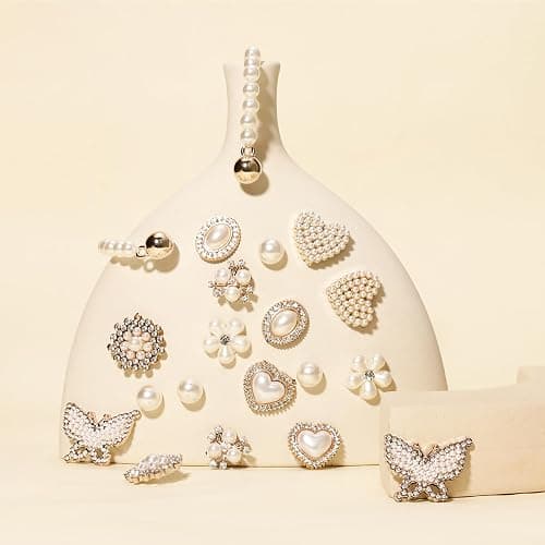 20pcs Bling Gems Plastic Butterfly Flower Sparkling Rhinestones Pearl DIY Shoe Decoration Charms for Women's Party Favor thumbnail 7