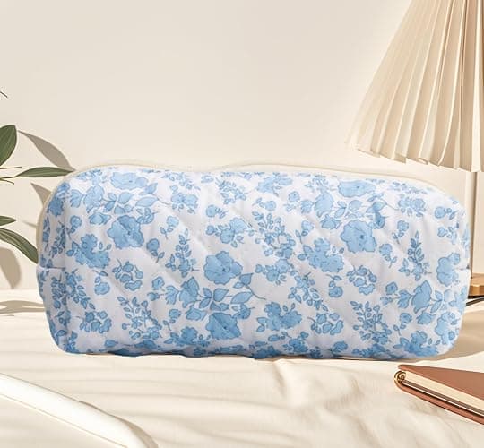 Carry bloom Pencil Pouch Cute Pencil Case for Girls Aesthetic Pencil Bag with Zipper Pen Cases School Supplies Makeup Bag (1 flower blue) - 1 flower blue thumbnail 2