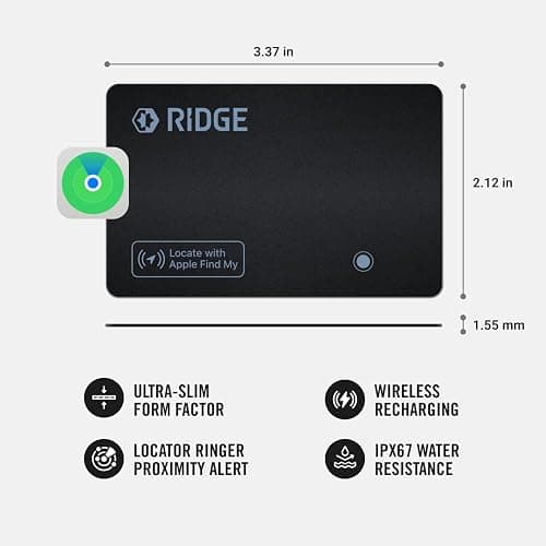 Ridge Wallet Tracker Card - Tile Slim Tracking Card Compatile with Apple Find My, Item Locator for Luggage Tags, Passports, Phone, IP68 Waterproof thumbnail 2