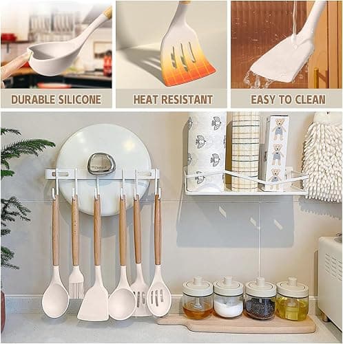 Umite Chef Food Grade Thickened Silicone (Stainless Steel Core) Kitchen Gadgets Tools Set - Kitchen Cooking Utensils Set, Heat Resistant Kitchen Spatula Tools Set thumbnail 5