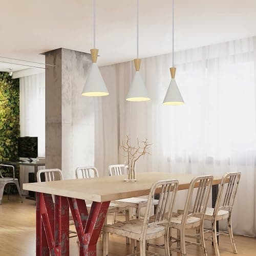 Modern plug in Pendant Light Kitchen, Adjustable chandelier hanging lamps that plug into wall outlet for Dining Room, Bedroom, Living room, ontemporary wall Décor white (No bulb) thumbnail 5