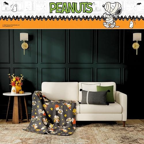 Peanuts Snoopy Cozy Throw 46 in x 60 in – Soft Cozy Plush for Couch, Bed & Travel, Halloween Snoopy & Charlie Brown Design (Officially Licensed Product) by Franco Collectibles thumbnail 7