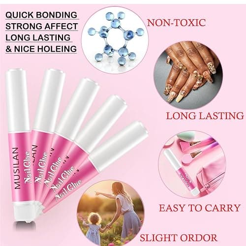 MUSILAN Nail Glue,Super Strong & Long-Lasting & Ultra Quick 40PCS Nail Glue for Acrylic Nails Press on Nails Professional Nail Gel for Stick On Nail Tips & Acrylic Nails & Nail Art Supplies 0.07OZ/PCS thumbnail 3