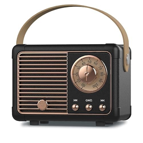 PRUNUS J-999 Retro Bluetooth Speaker,Vintage Decor,Mini Wireless Speaker | Cute Old Fashion Style Support USB/TF Card/AUX for Kitchen Desk Bedroom Office Party Outdoor(Black) - Image 1