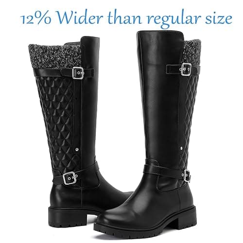 Luoika Women's Extra Wide Calf Knee High Boots, Wide Width Winter Tall Boots. thumbnail 5