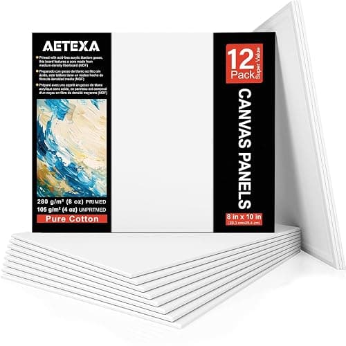 AETEXA Canvases for Painting 8x10 Inch, Canvas Bulk Pack of 12, 8 oz Primed Canvas Panel, Blank Canvas for Painting, Canvas Boards for Painting Acrylic and Oil, Art Supplies for Adults and Teens. - Image 1