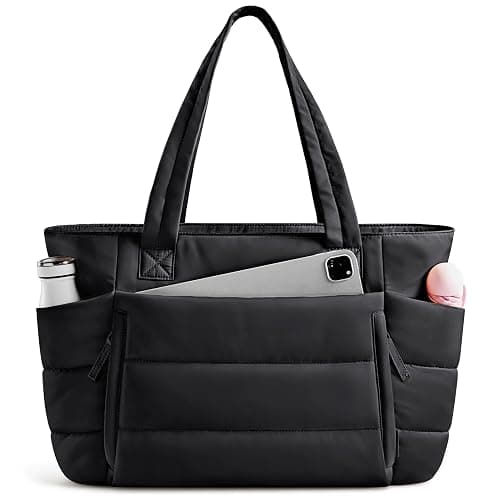 Uselike Tote Bag for Women with Zipper, Quilted Puffer Tote Bag with Compartments, Lightweight Puffy Work Bags for Women - Image 1