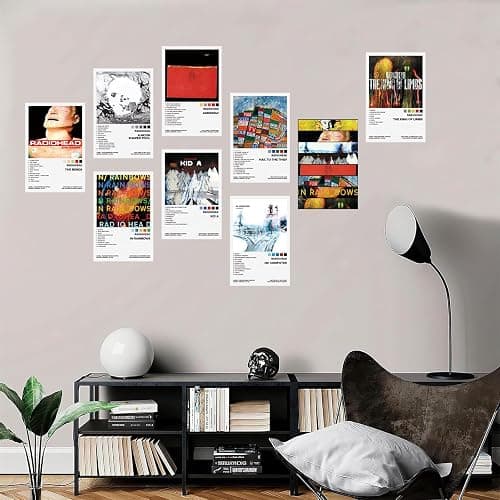 UJBVCX 9PCS Radiohead Album Cover, Music Poster, Ästhetische Leinwand-Wandkunst, Schlafzimmer-Dekor Posters, für Teenager Schlafzimmer Raumdekoration Ungerahmt thumbnail 5