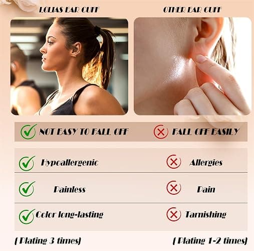 LOLIAS 𝐄𝐚𝐫 𝐂𝐮𝐟𝐟 𝐄𝐚𝐫𝐫𝐢𝐧𝐠𝐬 for Women Non Piercing Gold Plated Ear Cuffs 𝟏𝟒𝐊 𝐆𝐨𝐥𝐝 𝐏𝐥𝐚𝐭𝐞𝐝 Ear Cuff for Non Pierced Ears Clip on Cartilage Earring 𝐅𝐚𝐤𝐞 𝐄𝐚𝐫𝐫𝐢𝐧𝐠𝐬 Lightweight thumbnail 4