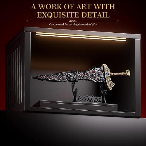 RACEROCKET Eldens Rings Maliketh's Black Blade Sword Model – 11.8-Inch Metal Craft Sword, Peripheral Prop with Display Stand, Action Figure Collectible Toy, Desk Decor, Gift thumbnail 6