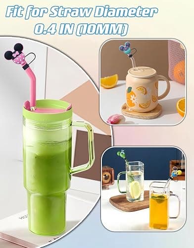 10PCS Funny Straw Cover Cap Compatible with Stanley for 30&40 Oz Cup 10 mm Drinking Straw Topper, Reusable Silicone Straw Covers, Cute Trumbler Cup Accessories (Mouse-1) thumbnail 3