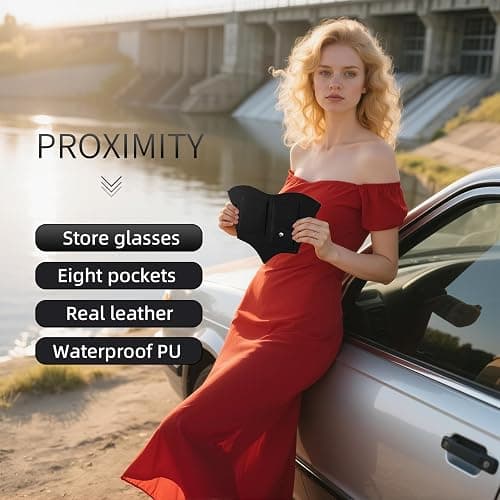 AWinjoy Car Visor Organizer, Multifunctional Auto Interior Accessories Storage Pocket Sun Visor Pouch for Card License Registration Document Pen Key Interior Accessories Pocket Organizer thumbnail 6