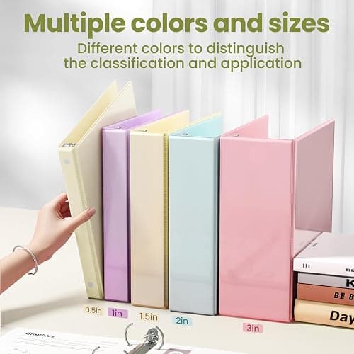 SUNEE 3 Ring Binder 1 Inch D Ring, Clear View Binder Three Ring PVC-Free (Fit 8.5x11 Inches) for School or Office Supplies, Yellow, 1 Pack thumbnail 6