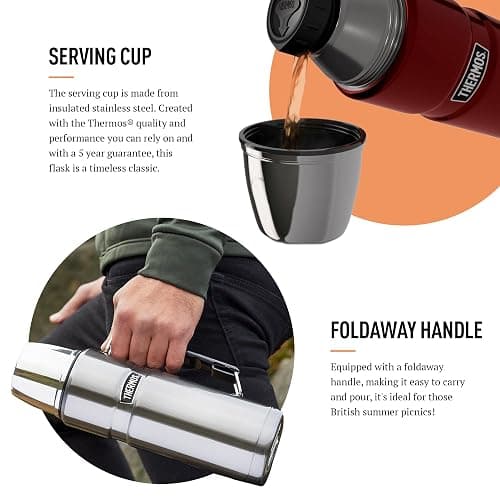 Thermos - Stainless King Copper Travel Flask (1.2L) - Premium Leak Proof Insulated Tea & Coffee Flask for Hot & Cold Drinks, Built-in Cup, Twist-Pour Stopper, BPA-Free, Durable Steel thumbnail 5