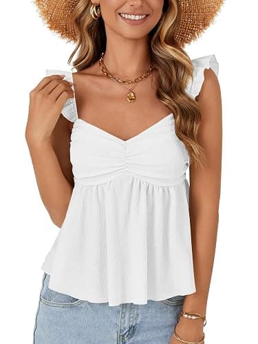 LYANER Women's Peplum Tops Summer Tank Camisole Tops Dressy Casual Ruffle Strap Sleeveless Babydoll Tank Top thumbnail 2