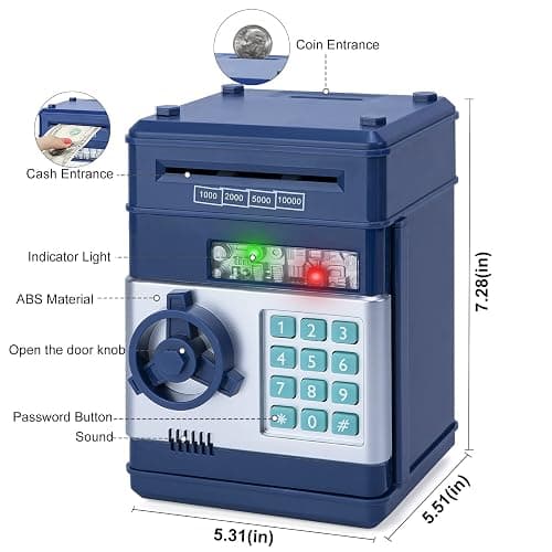 Refasy Piggy Bank Cash Coin Can ATM Bank Electronic Coin Money Bank for Kids Age 3-12, Money Savings Box Mini ATM Coin Bank Toys Gifts for 3 4 5 6 7 8 9 10 11 12 Year Old Boys Girls thumbnail 3