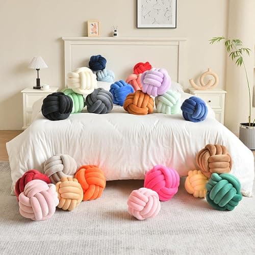 LUSJNGE Decorative Throw Knot Pillow Ball for Home Chair Sofa Aesthetic Round Velvet Knotted Pillow Cushion (Black, 8 inches) thumbnail 6