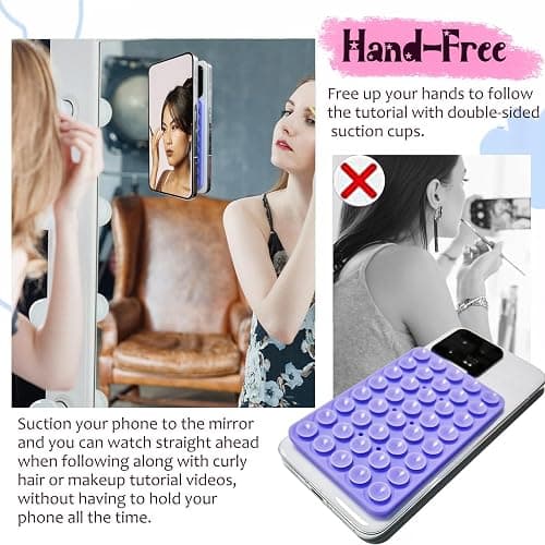 PKYAA 2 Pack Silicone Suction Cup Phone Case Mount Double Sided, Hands-Free Silicon Phone Grip with Higher Suction Power for Selfies and Videos, Non Slip Phone Accessories (Translucent&Blue) thumbnail 5
