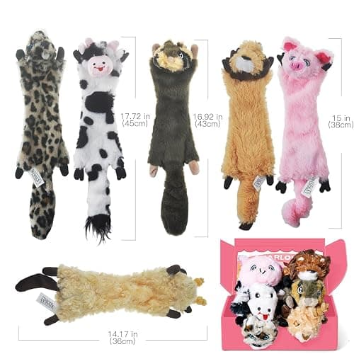SHARLOVY Dog Squeaky Toy No Stuffing 6 Pack, Dog Toys Crinkle for Small Puppy, Durable Chew Plush Cute Animals Natural for Teething Pet thumbnail 5
