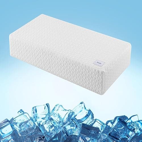 HARBOREST Ice Cube Cooling Pillow for Side Sleepers Memory Foam Side Sleeper Pillow Support Head & Neck for Pain Relief，12"x24"x5" - White-ice - Standard-24"x12"x5" - Image 1