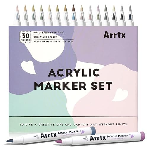 Arrtx Acrylic Paint Pens 30 Grey Tones, No Shake Non-Valve Markers, 1-6mm Flexible Brush Tip, Fast Dry Waterproof Opaque Ink for Rock Painting, Wood, Glass, Plastic, Canvas - Image 1
