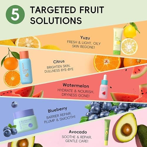 QUIYUM Fruit Skincare Set for Teen Girl, 5 Daily Routine Beauty Skin Care | Exfoliation, Smooth, Clean, Oil Control, Firm, Hydrate, Glow Up, Facial Skin Care Gift Set for Girls, for All Skin Types thumbnail 3