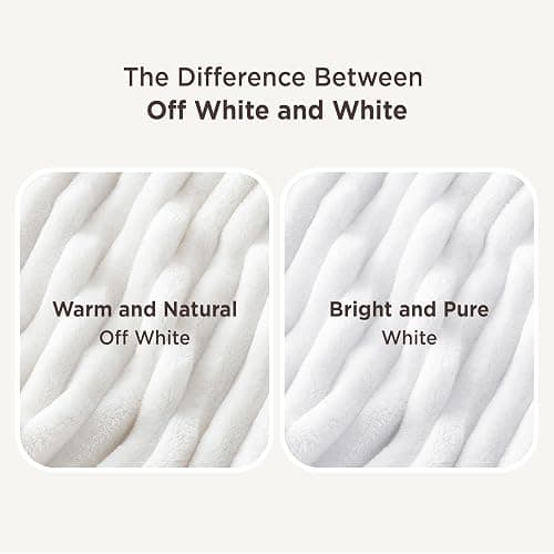 Bedsure Fleece Throw Blanket for Sofa - Fluffy Cosy Warm Blankets for Bed, Soft Cute Single Throw Gifts for Women and Girls, Off White, 130x170 cm thumbnail 9