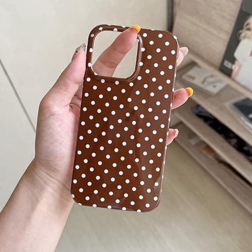 Reezaddin Brown Polka Dot Phone Case for iPhone 15 6.1in,Retro Vintage Cute Aeshtetic Classic Minimalist Chic Pattern Protective Cover for Girls Women thumbnail 6