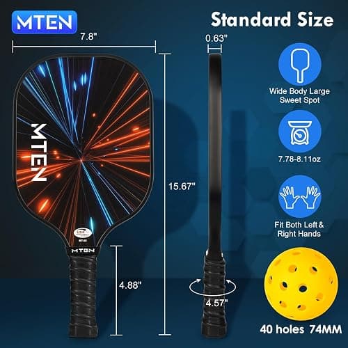 Pickleball Paddles Set of 2 or 4, or Single Paddle – USAPA Approved Fiberglass Surface Pickleball Rackets Set for Men & Women thumbnail 5