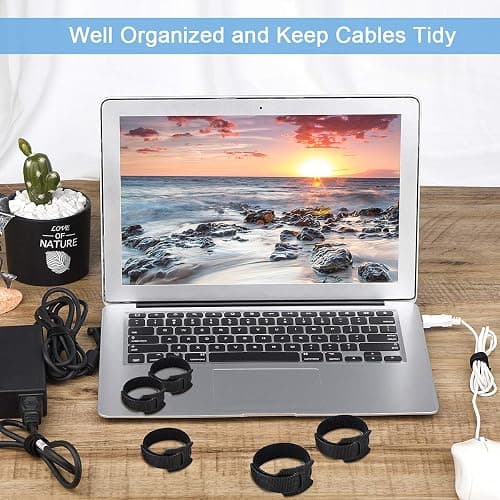 Nettbe 60 PCS 6 Inches Reusable Cable Ties, Adjustable Cord Straps Wire Organizer Cord Wrap and Hook Loop Cable Management thumbnail 4