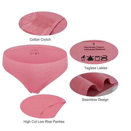 FINETOO 6 Pack Women’s Seamless Hipster Underwear No Show Panties Invisibles Briefs Soft Stretch Bikini Underwears XS-XL thumbnail 2