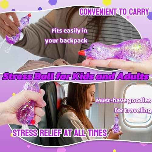 Duck Squishy Glitter, Squishy Duck Squeezy, Ultra Soft Stress Relief Sugar Ball Slow Rise Relaxing Sensory Fidget Stress Anxiety Relief for Adults Gifts (Pink-1pc) thumbnail 7