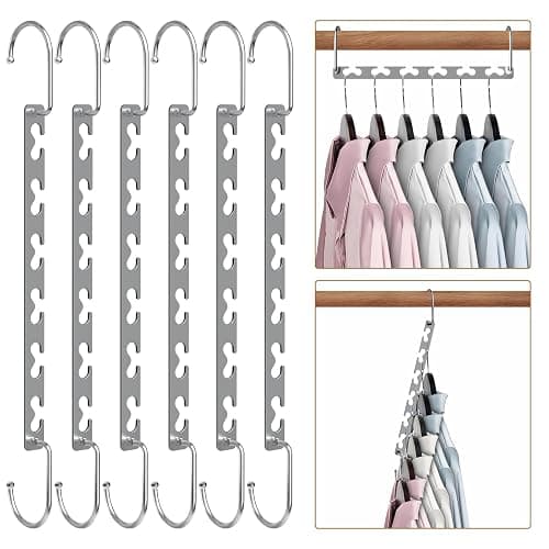 Space Saving Hangers for Clothes 6 Pack, Sturdy Metal Hangers Wardrobe Organizer, Magic Cascading Hanger, Closet Space Saver Closet Organizers and Storage thumbnail 8
