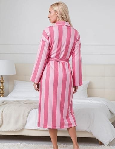 TIKITIDES Women Fleece Fruit Print Robe Cute Robes for Women Spring Summer Lightweight Bathrobe Soft Flannel Gown with Belt thumbnail 4