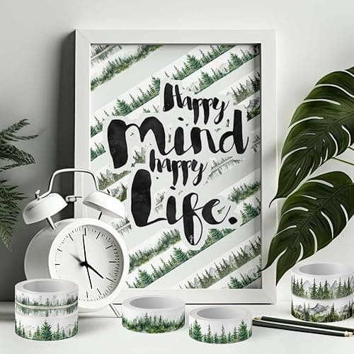 Whaline 12 Rolls Forest Washi Tape Greenery Washi Tape 6 Designs Assorted Nature Green Tree Masking Decorative Tape for Scrapbook Journal DIY Art Craft Gift Wrapping Supplies thumbnail 7