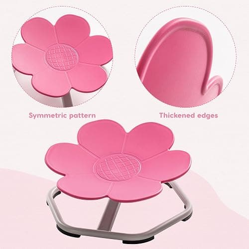 ROBUD Kids Sensory Swivel Chair, Kids Swivel Chair | with Non-Slip Design, Training Body Coordination, Flower Shape Wobble Chair, No Assembly, Pink thumbnail 5