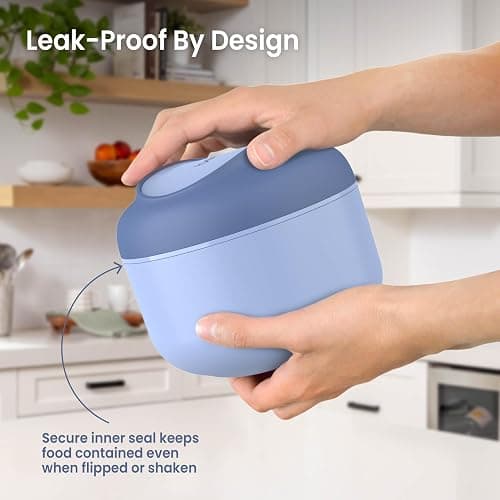 Bentgo Bowl - Insulated Leak-Resistant Bowl with Snack Compartment, Collapsible Utensils and Improved Easy-Grip Design for On-the-Go - Holds Soup, Rice, Cereal & More - BPA-Free, 21.2 oz (Slate) thumbnail 6